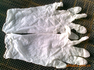 厂家批发9-12寸白色丁晴手套，麻面